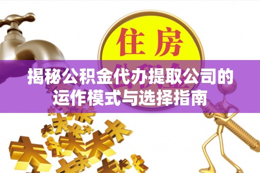 江州揭秘公积金代办提取公司的运作模式与选择指南