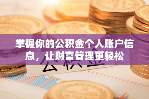 江州掌握你的公积金个人账户信息，让财富管理更轻松