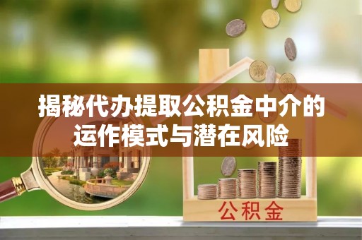 江州揭秘代办提取公积金中介的运作模式与潜在风险