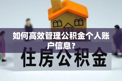 江州如何高效管理公积金个人账户信息？